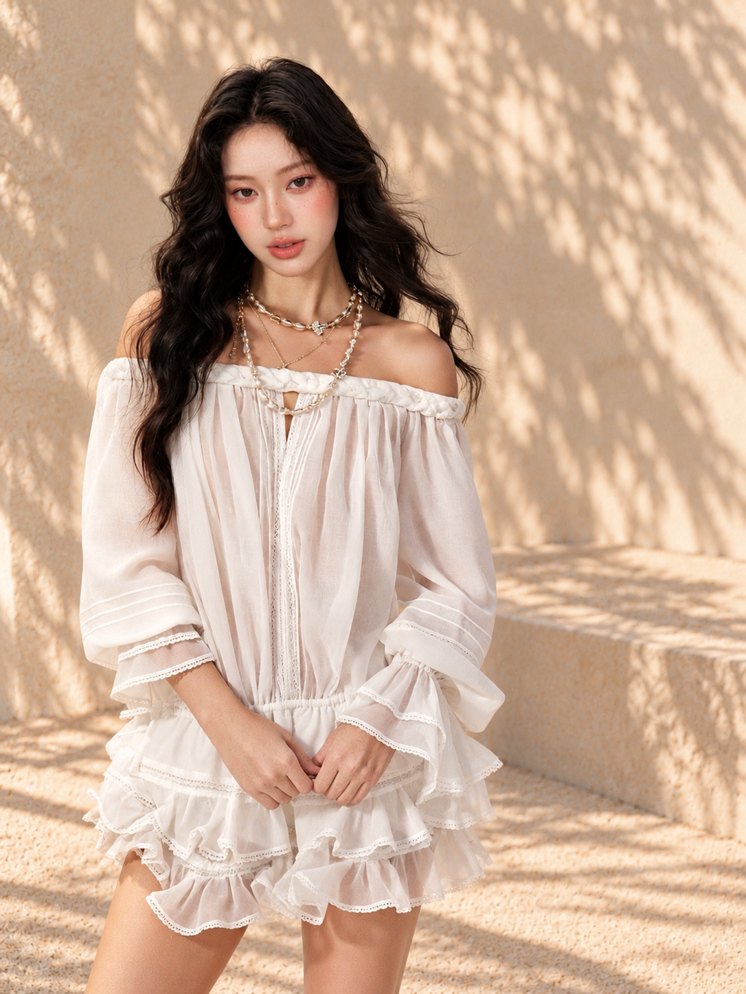 Romantic Off-Shoulder Chiffon Romper