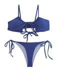 Royal Blue Tie-Front Push-Up Bikini Set