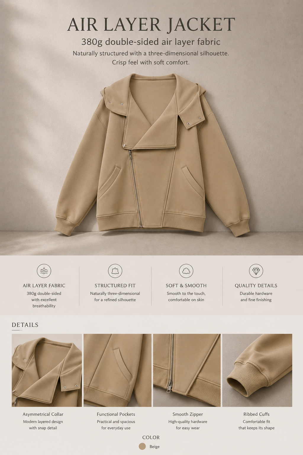 380G Double-Sided Air Layer Oversized Jacket