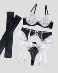 European and American Sexy WIREFREE Lace Lingerie Set (with Stockings)