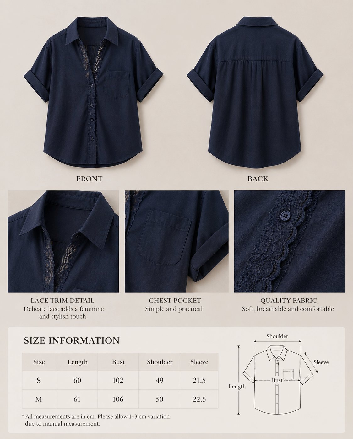 Korean Old-Money Lace Trim Shirt