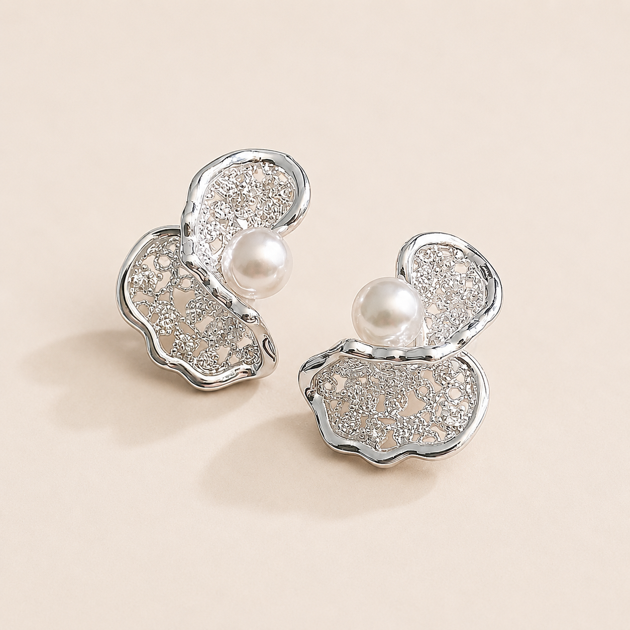 Irregular Hollow-Out Stud Earrings with 925 Silver Posts