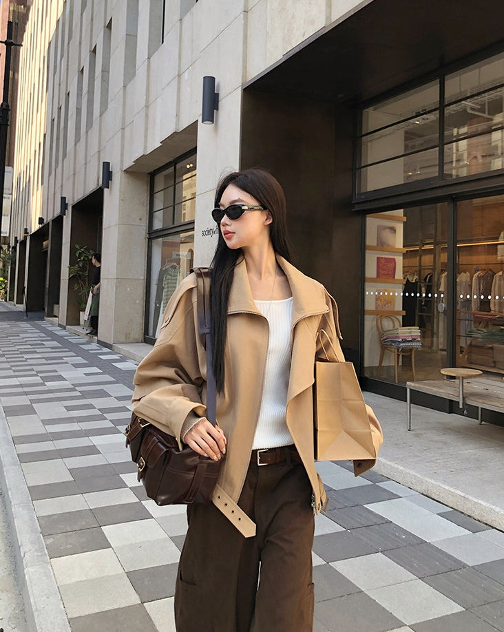 Korean Style Khaki Trench Coat