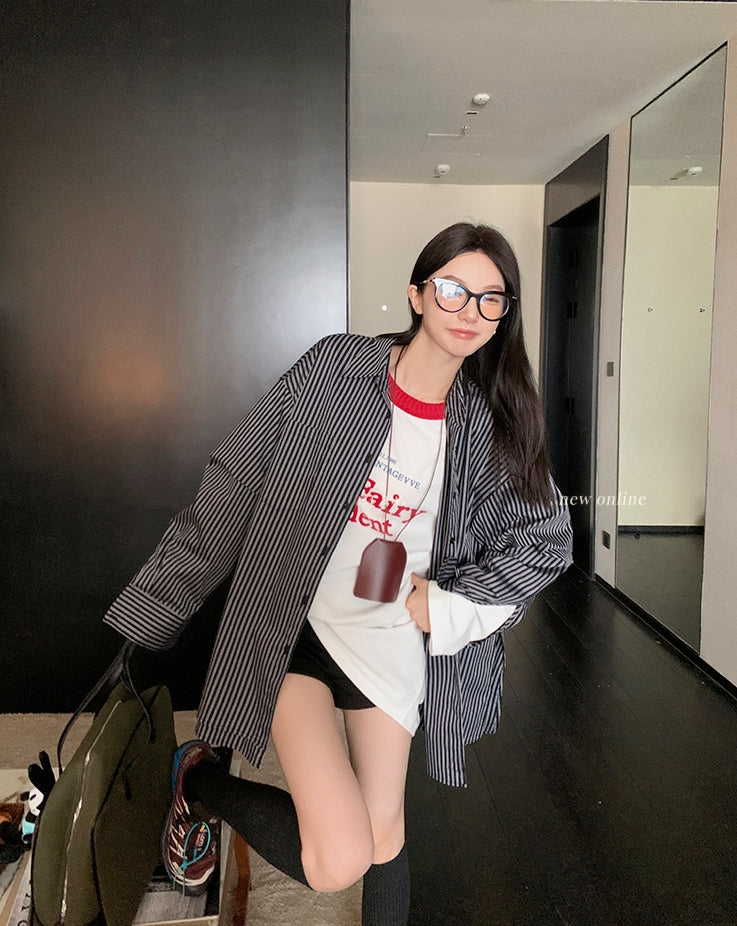 American INS-Style Round Neck Oversized Tee