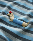 Korean-Style 3D Dachshund Striped Tee
