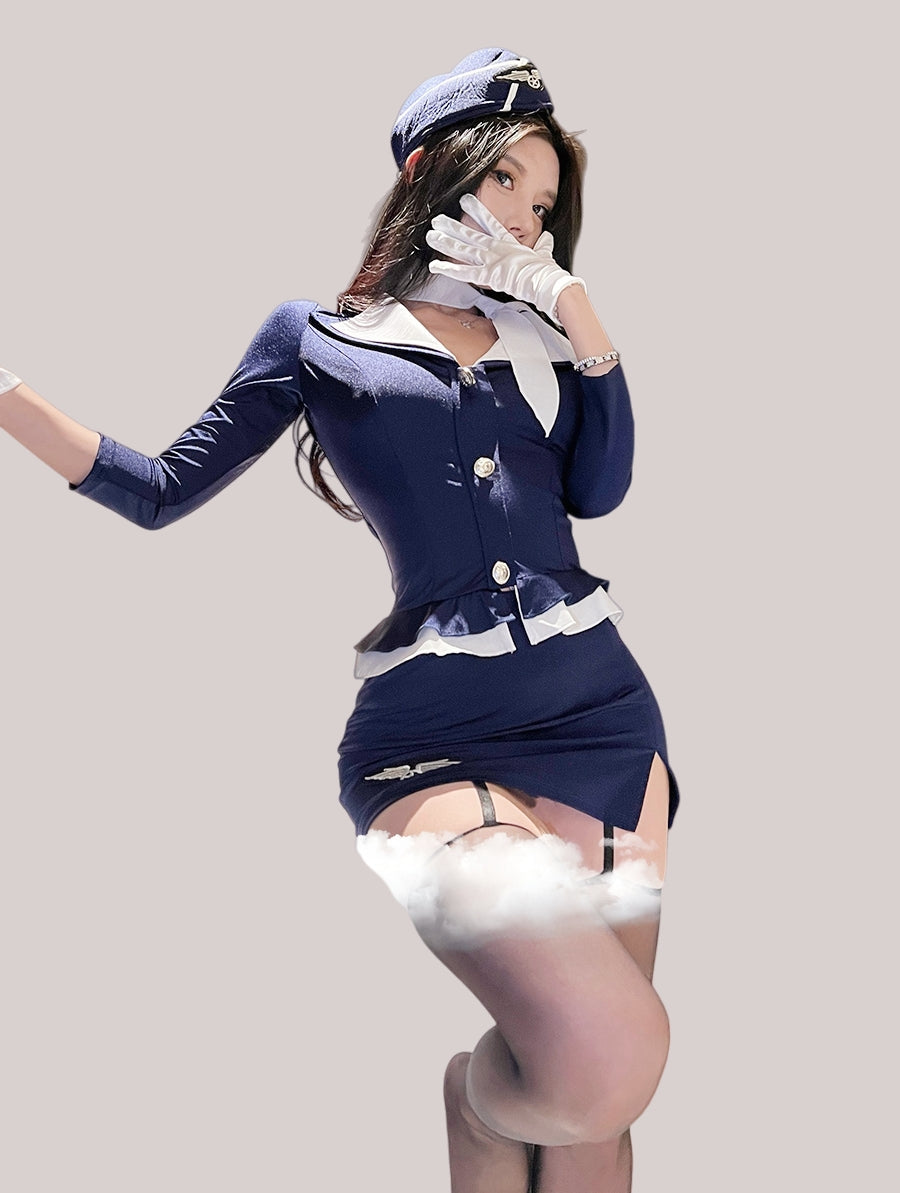Two-Tone Collar Flight Attendant Set