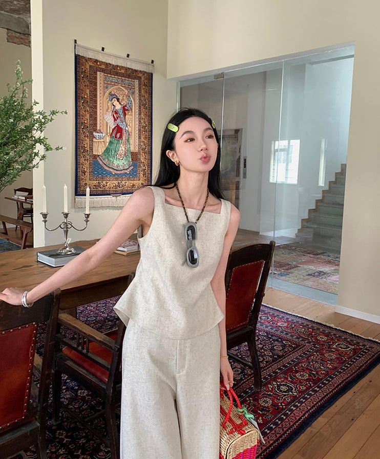 Vintage-Inspired Tie-Back Vest &amp;amp; Pants Set