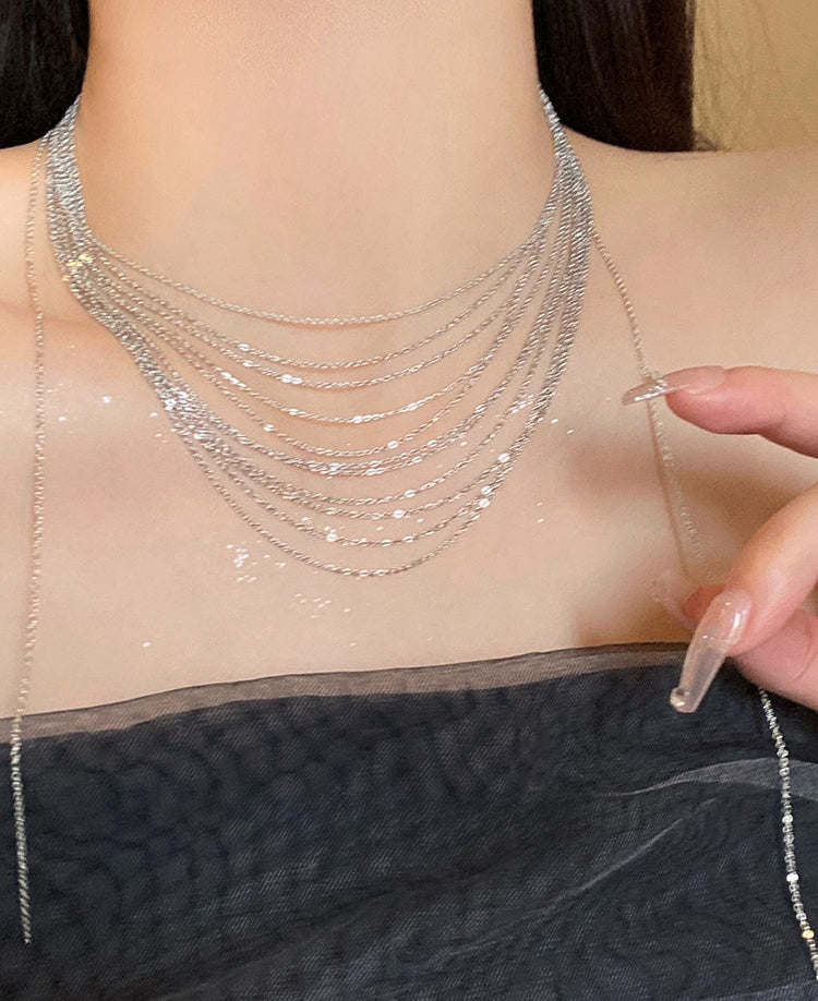 Sparkling Multi-Layer Tassel Necklace