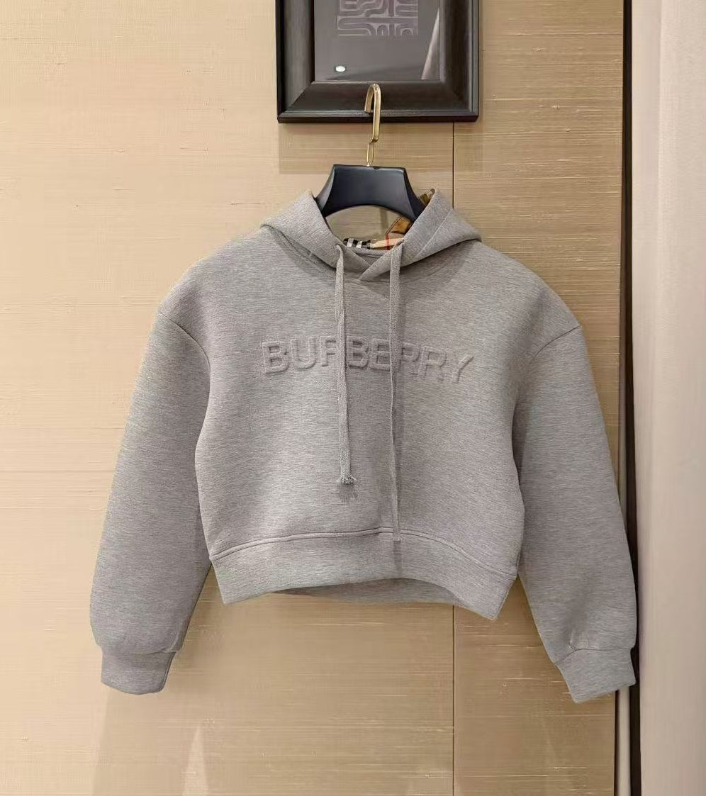 Embossed Print Hooded Sweatshirt