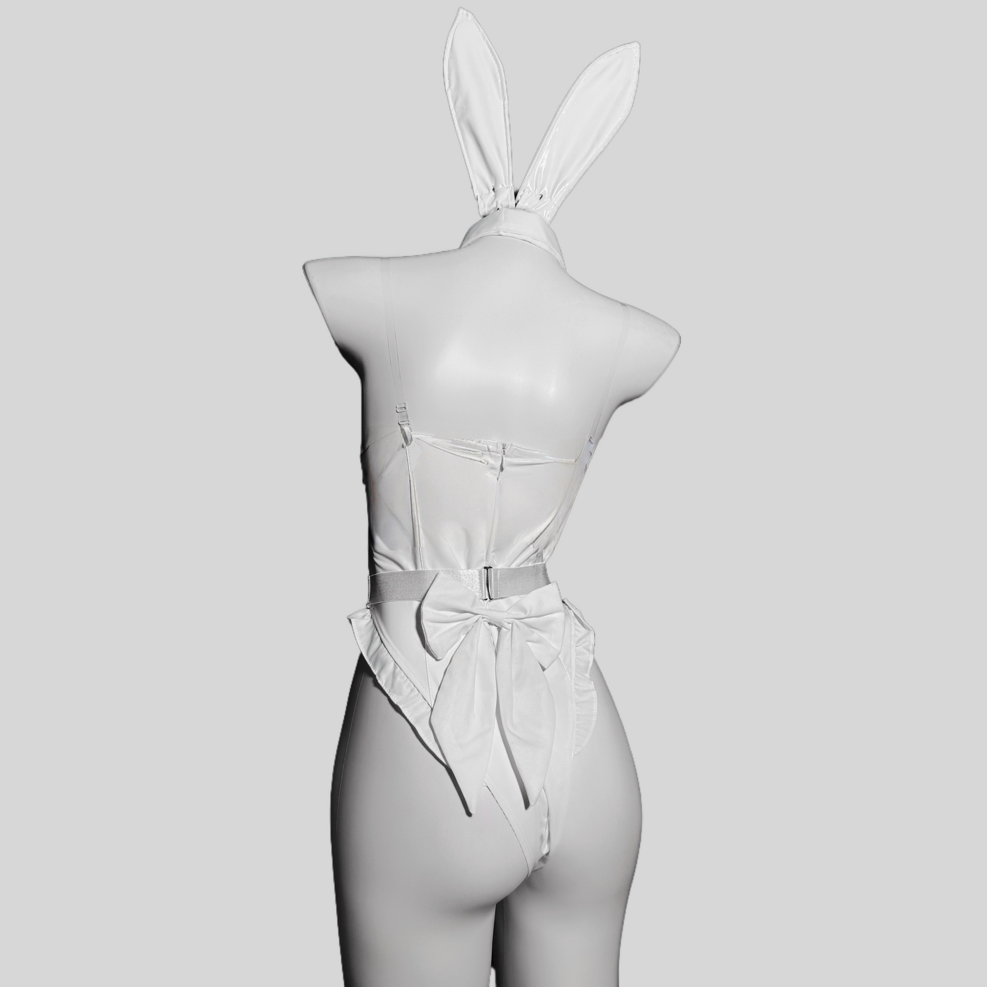 PU Maid Bunny Girl Lingerie Bodysuit (with Fishnet Stockings)