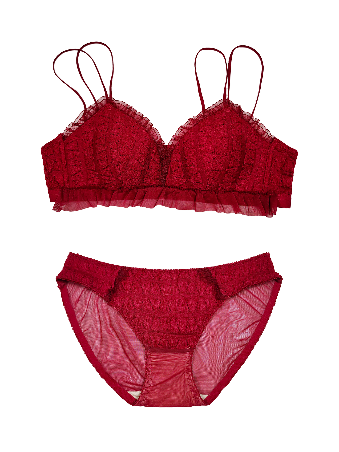 Red Wire-Free Deep V Bra