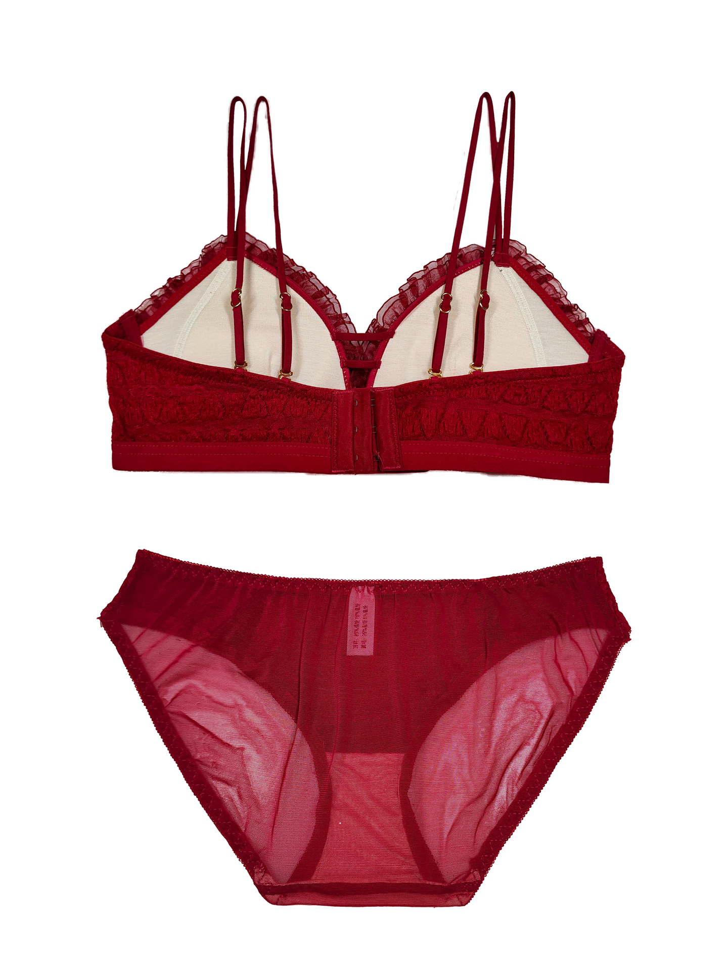 Red Wire-Free Deep V Bra