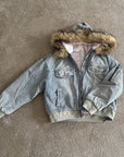 Washed Blue Baby Fleece Parka Jacket