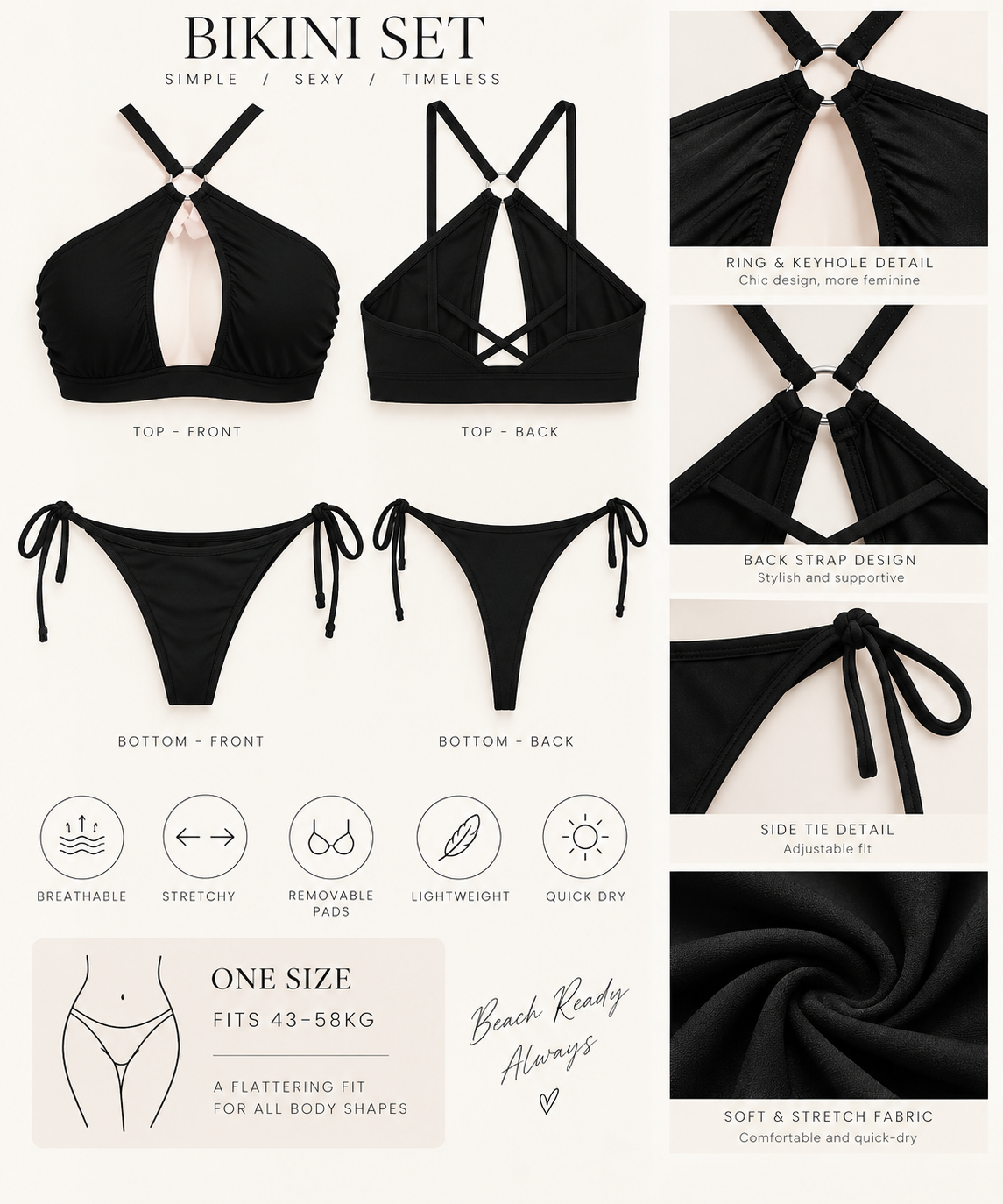 Korean-Style Push-Up Halter Bikini Set