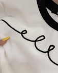 ELLE French-Style Crewneck Contrast Cotton Tee