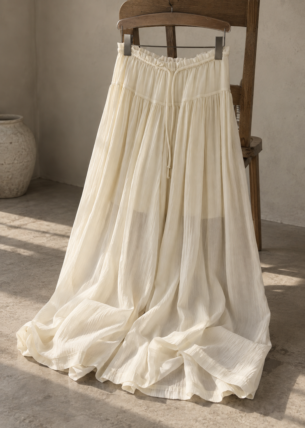 Pleated Waterfall Lyocell Palazzo Pants