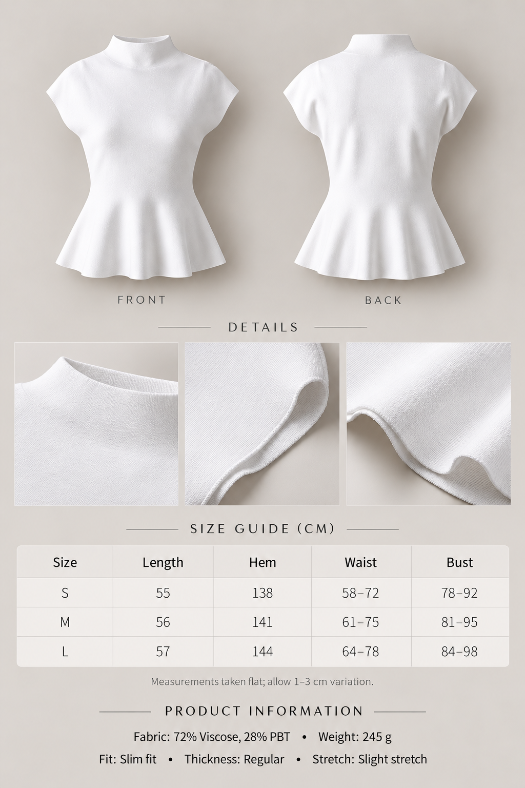 Jennie-inspired French semi-high neck ruffle hem knit top
