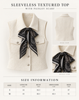 Chic polo-style tweed vest with a matching scarf.