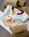 Korean-Style 3D Bread Embroidery Cotton Tee