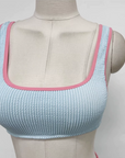 Korean Baby Blue Contrast Bikini Set