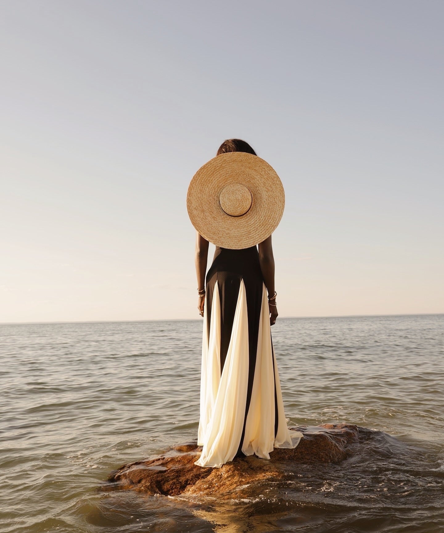 Black and White Patchwork Maxi Slip Dress
