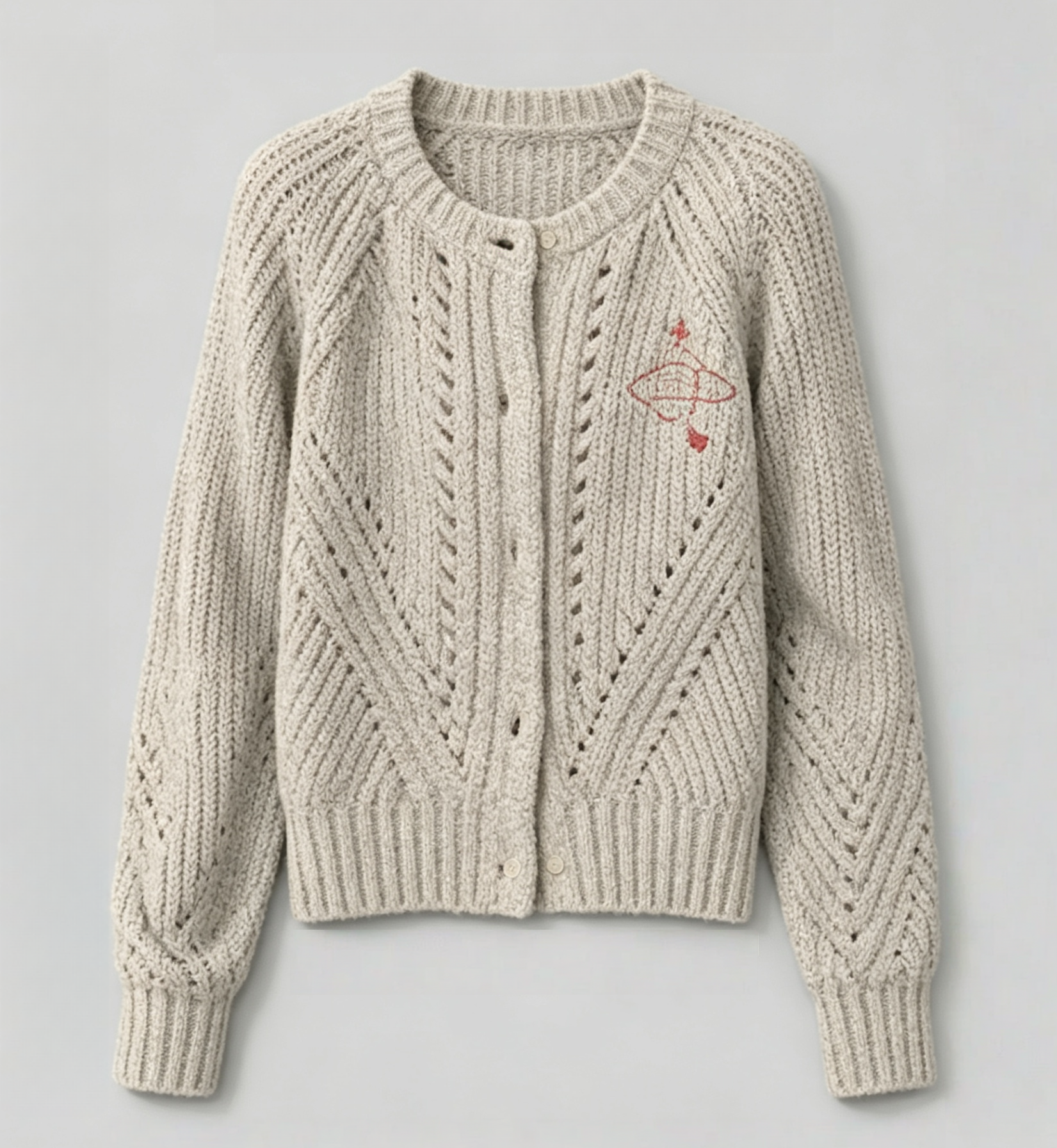 Orb Embroidered Heavy Knit Cardigan
