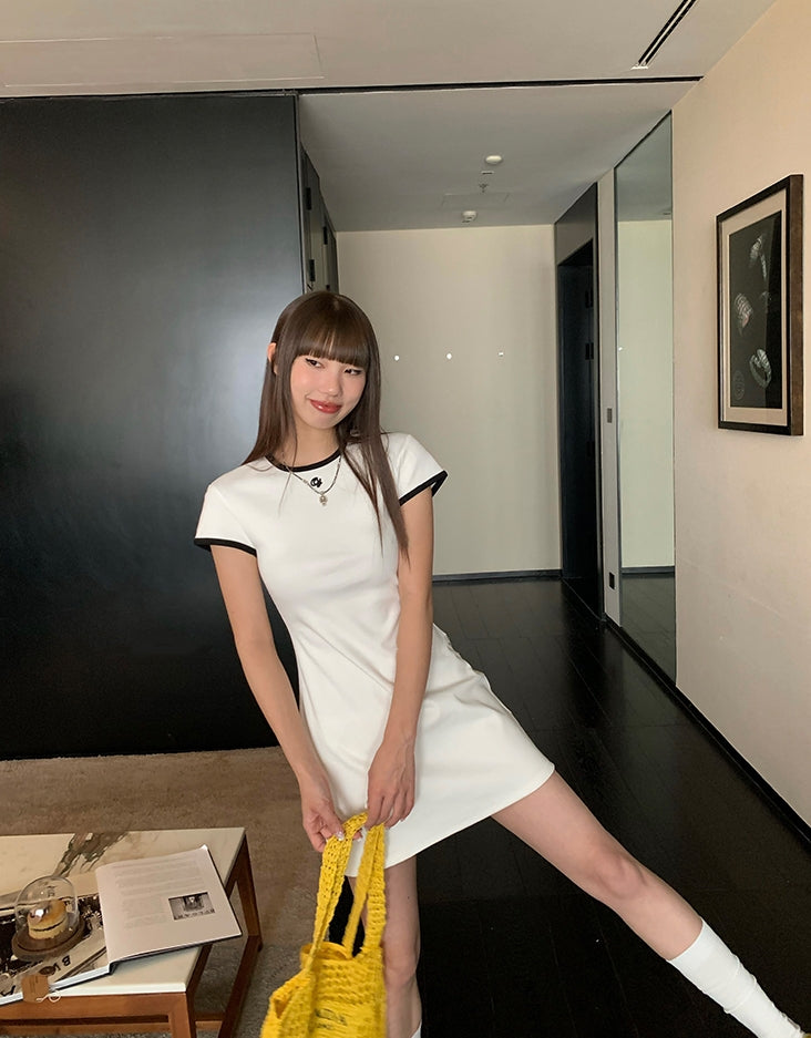 One-Piece Knitted Polo Dress