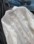 French‑style embroidered jacquard tencel shirt.