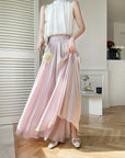 Delicate Pleated Shimmer Wide-Leg Skirt Pants