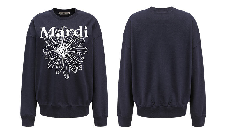 MARDI MERCREDI White Contrast Print Cotton Sweatshirt