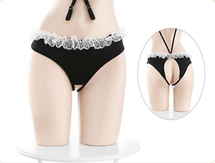 Multi-Piece Maid Lingerie Set (with Fishnet Stockings)