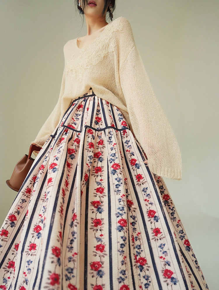 French vintage bubble cotton voluminous skirt