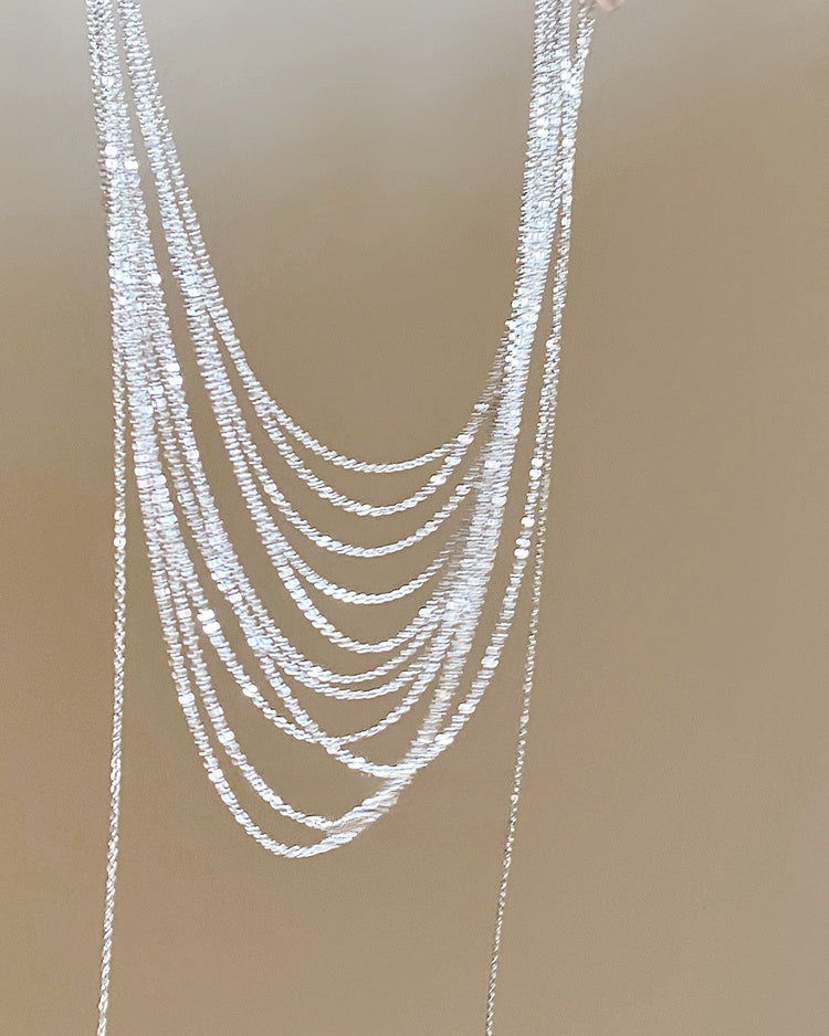 Sparkling Multi-Layer Tassel Necklace