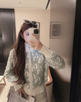 Letter Jacquard Wool Thick Jacket