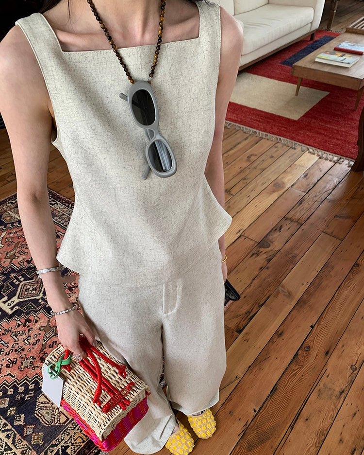 Vintage-Inspired Tie-Back Vest &amp;amp; Pants Set