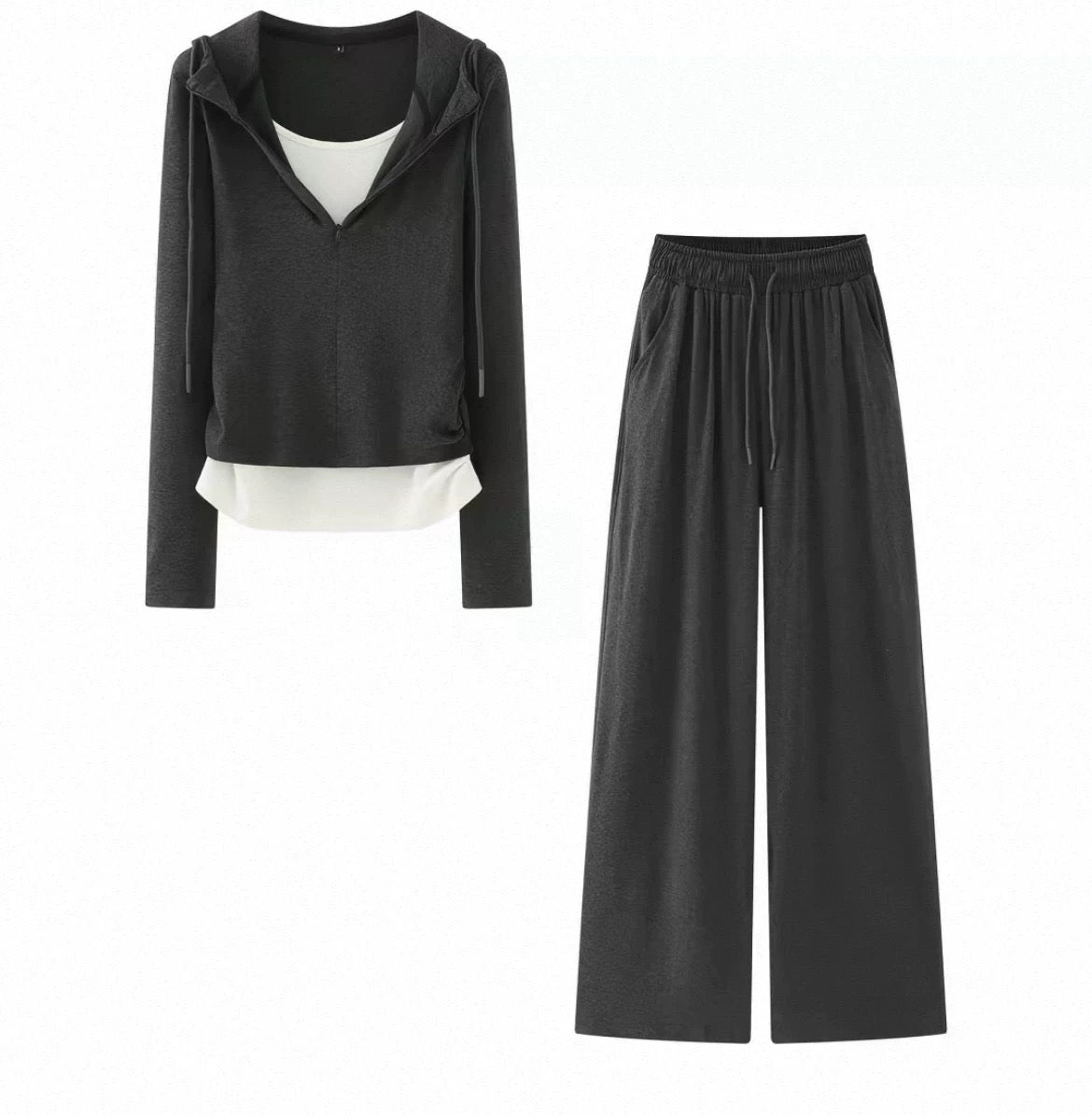 Cashmere hooded faux two-piece set