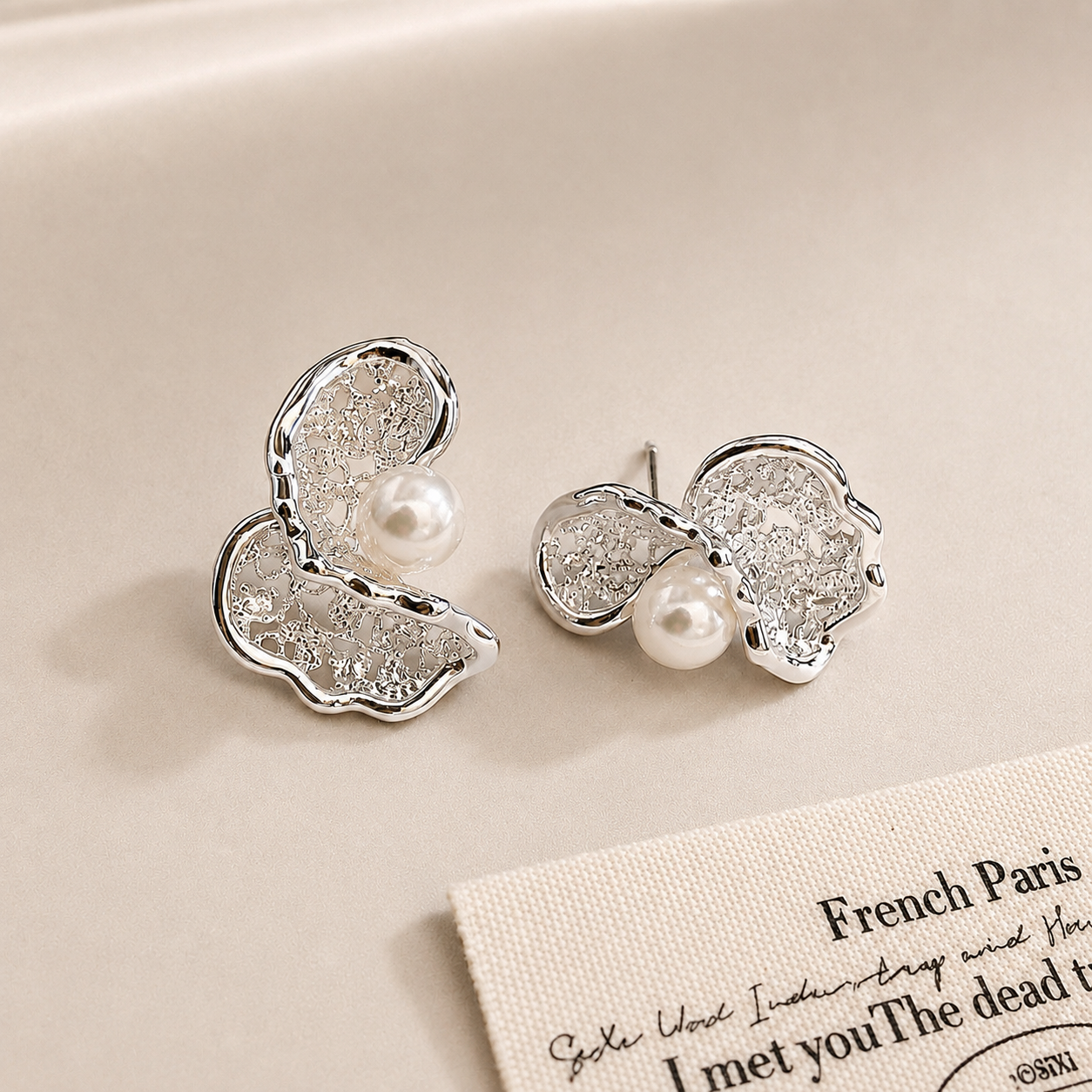 Irregular Hollow-Out Stud Earrings with 925 Silver Posts