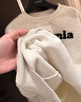 Korean-Style 380g Fleece-Lined Embroidered Sweatshirt