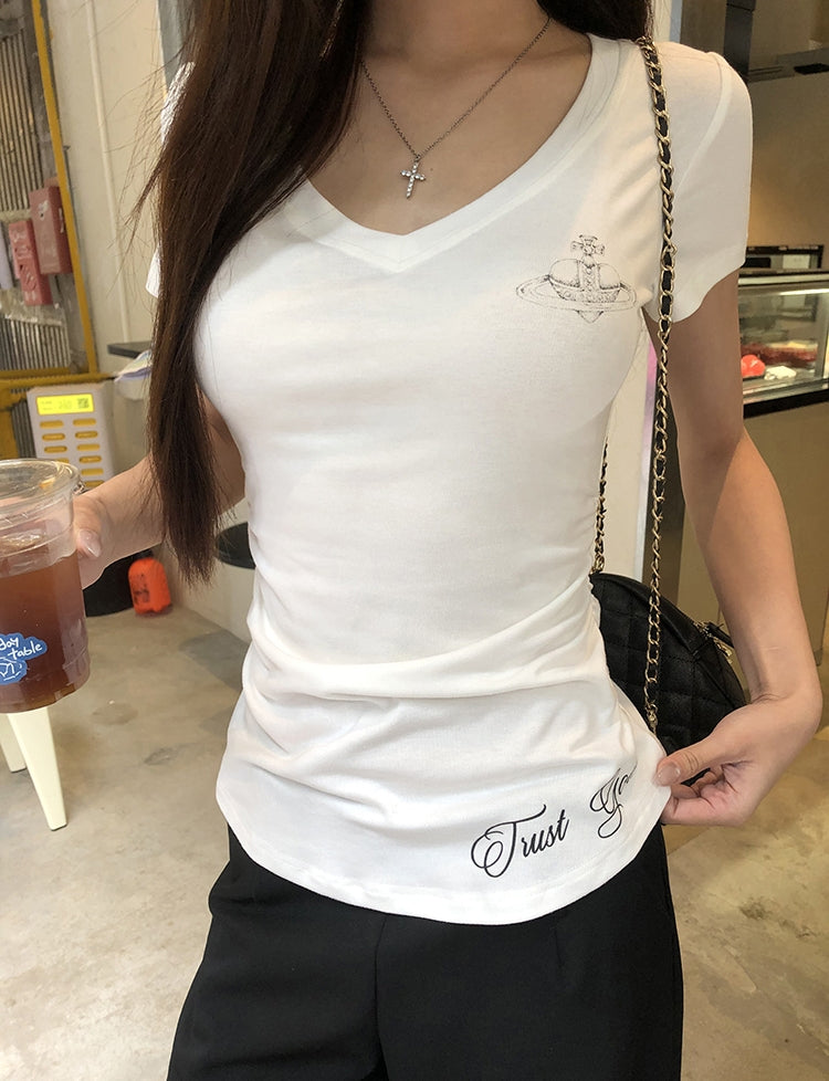 Minimalist V-Neck Fitted Top