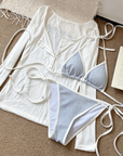 Striped Bikini &amp; Cover-Up 4-Piece Set