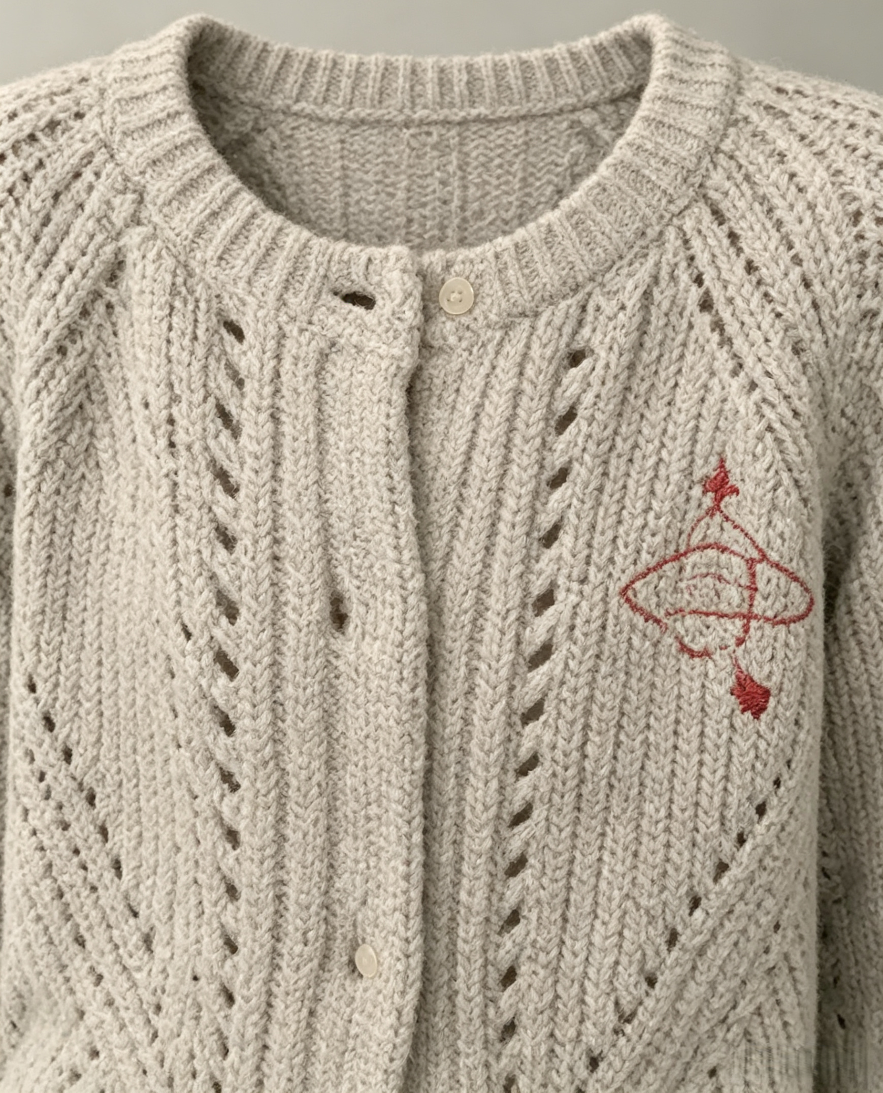 Orb Embroidered Heavy Knit Cardigan