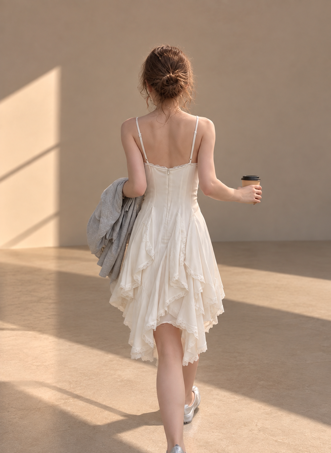 Lace-Trim V-Neck Cami Dress