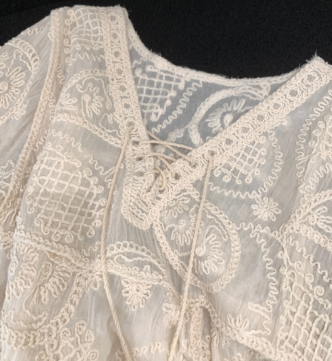 Bohemian Embroidered Crochet Top