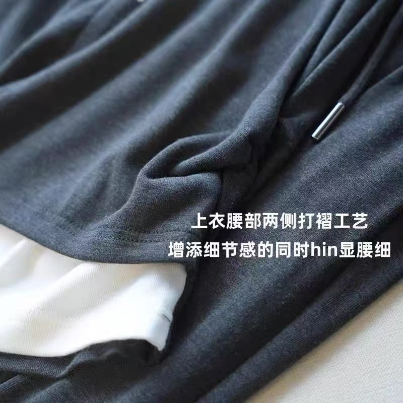 Cashmere hooded faux two-piece set