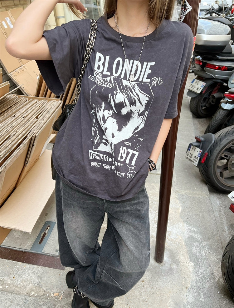 Premium Graphite Grey Punk Portrait Cotton Tee