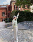 Letter Jacquard Wool Thick Jacket