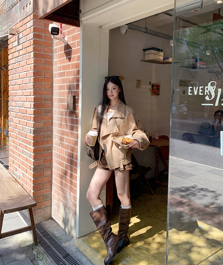 Korean Style Khaki Trench Coat