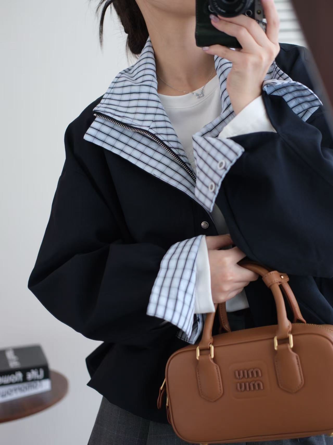 American Vintage Plaid Patchwork Jacket