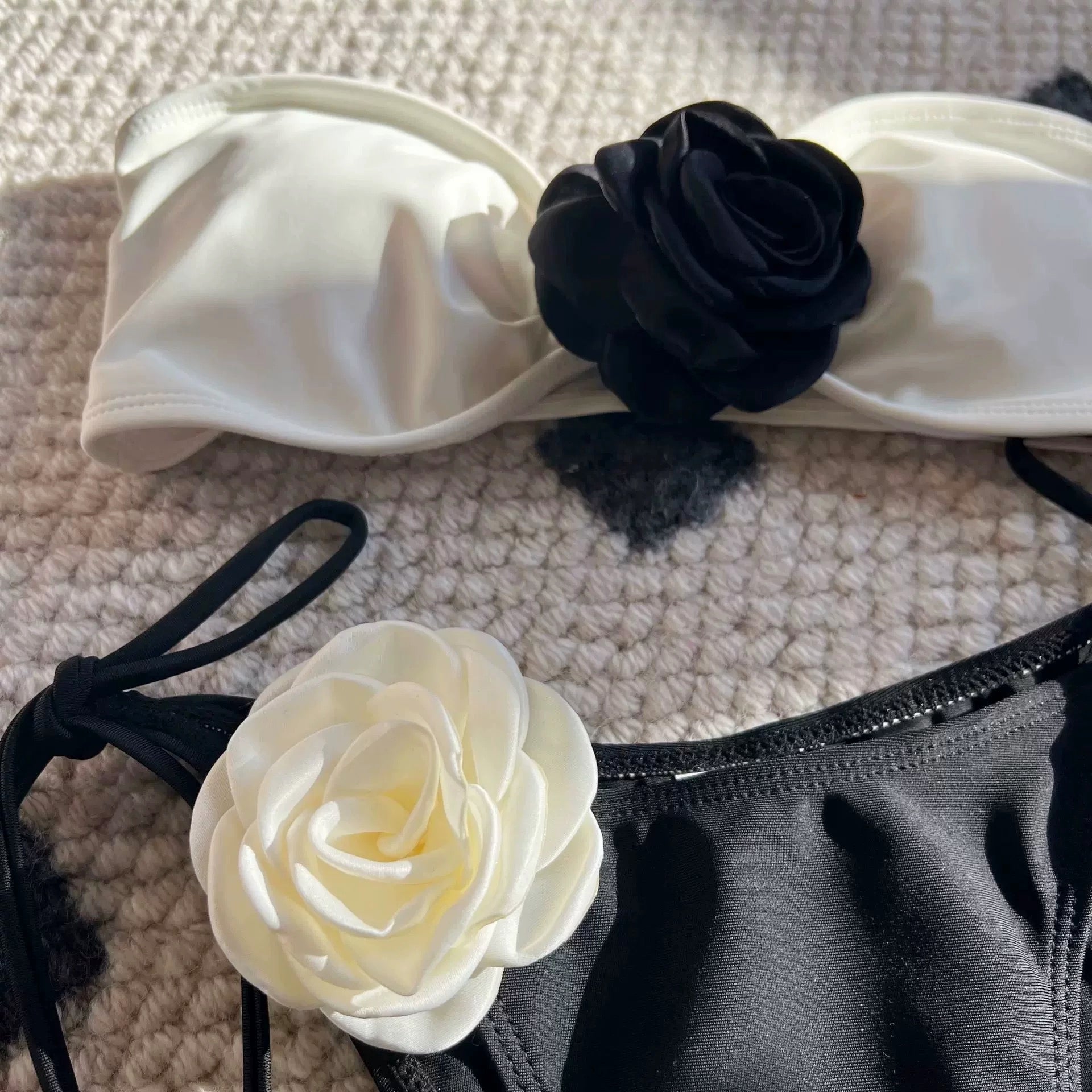 Black &amp;amp; White Contrast Bikini Set