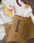 Korean-Style 3D Bread Embroidery Cotton Tee